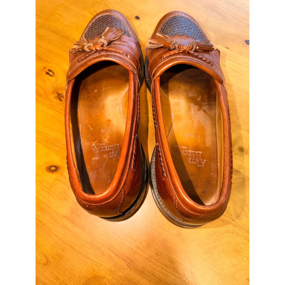 Allen Edmonds Cody 1849 Mens 8.5 E Brown Leather Woven Tassel Kiltie Loafers USA - Picture 6 of 10